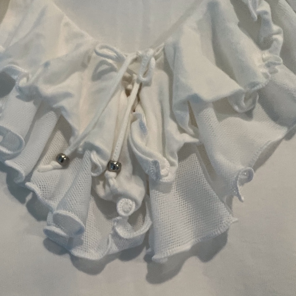 Chaps White Ruffled Front Tank Top - Picture 2 of 6
